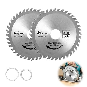 2PCS 115mm Angle Grinder Wood Blade, 40T Carbide Teeth Circular Saw Blades 4.5" for Hardwood/Plywood/PVC/Alloy Steel, Cutting Disc Carbide Finishing Saws for Woodworking 7/8 inch Arbor 22.23mm