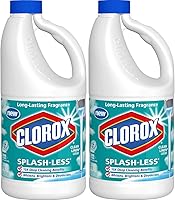 Clorox Splash-Less Bleach Clean Linen Scent, 2x 55oz Bottles - No-Splash Formula Whitens, Removes Stains & Deodorizes