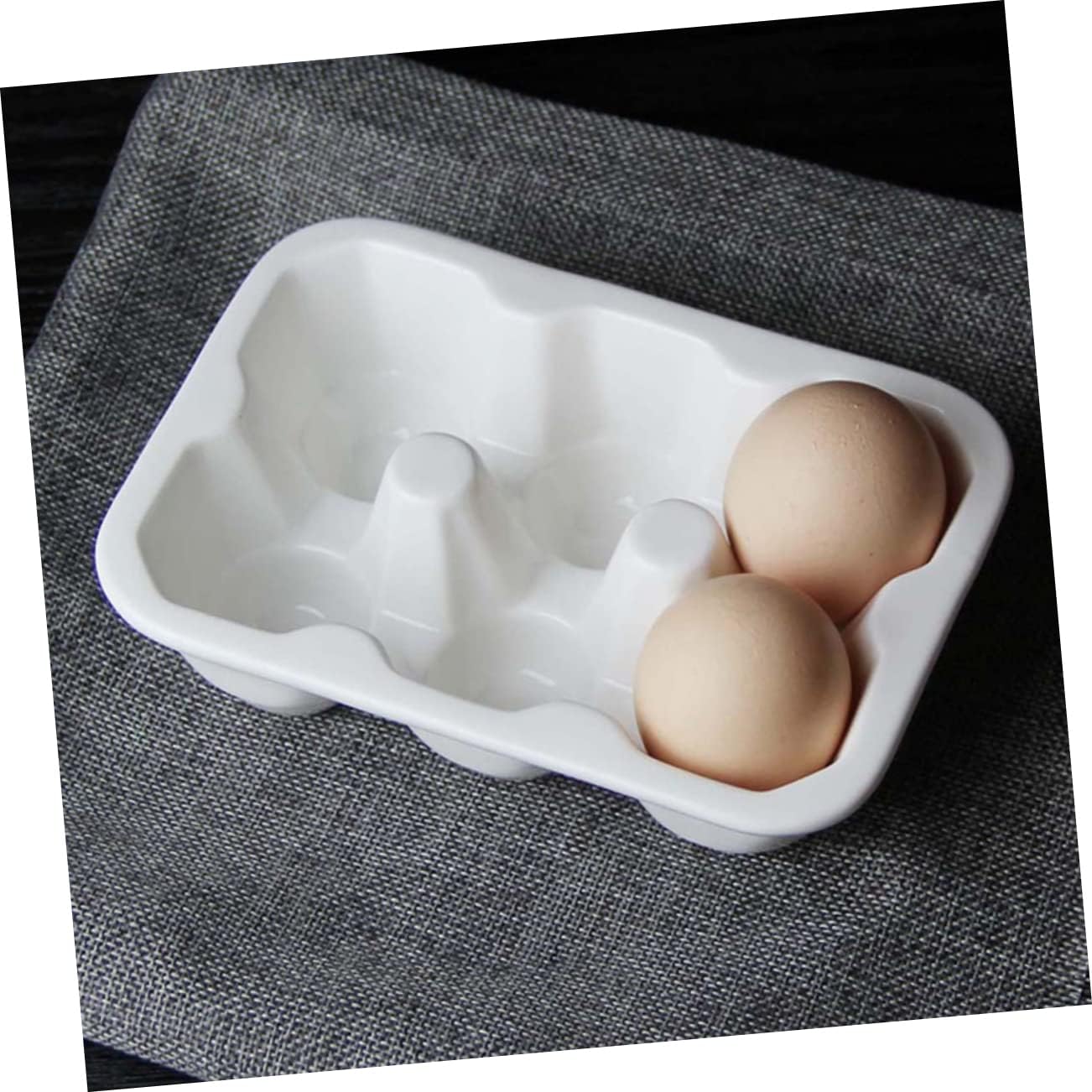 6grids Ceramic Egg Holder with Compact Porcelain Egg Storage Container Easy to Clean and Organize