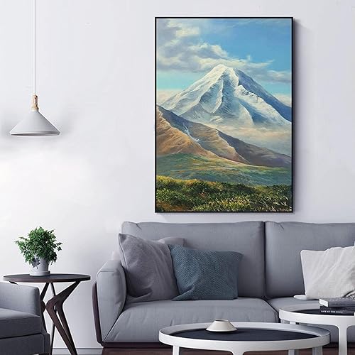 Miniatura 4 de Cuadro en lienzo, cartel de caligrafía estética de montaña nevada, cuadro de arte de pared en lienzo para la decoración del hogar de la sala de