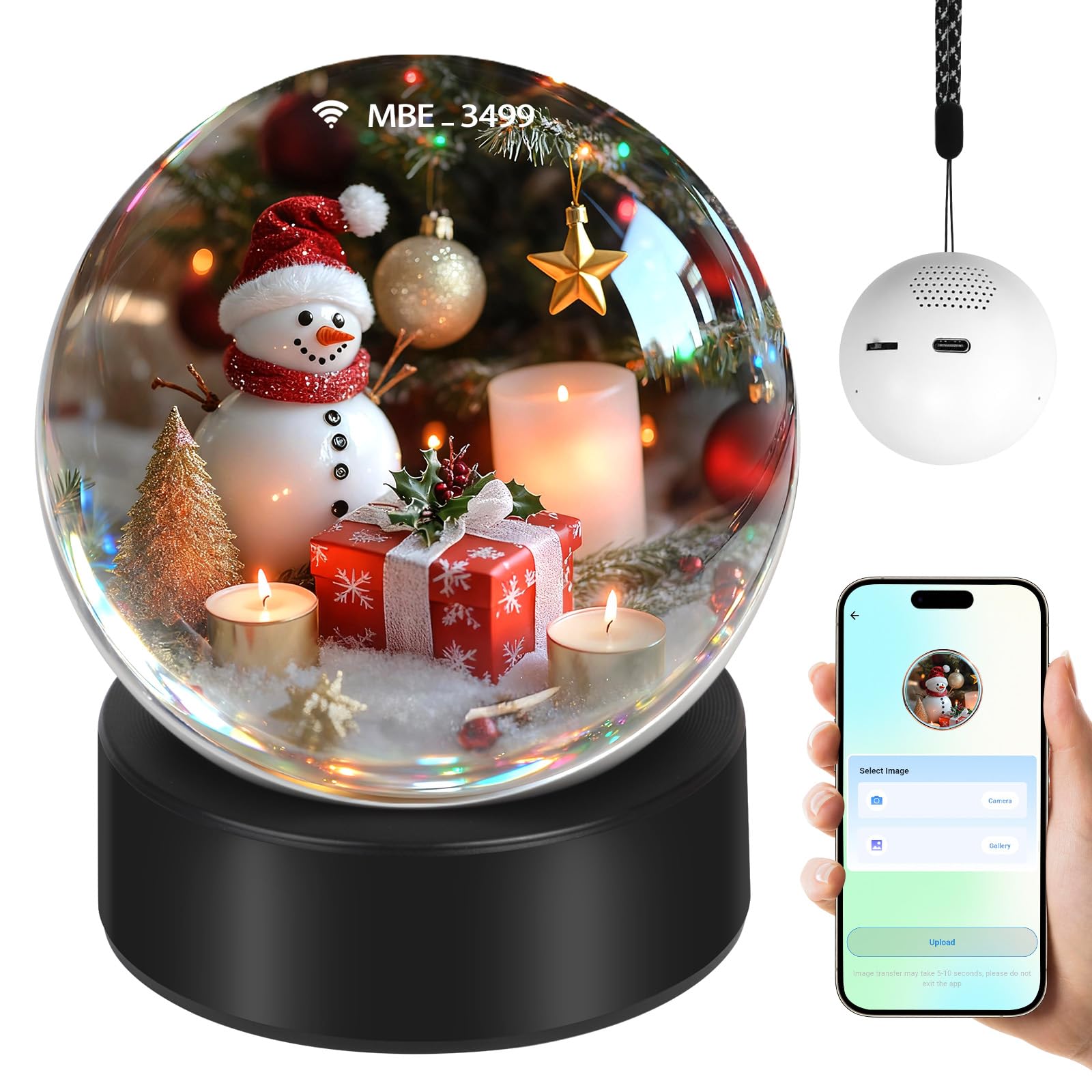 Memory Sphere Ball – Wi-Fi Upload Crystal Video Orb for Custom Photos & Videos – Unique Personalized Gift for Christmas, Wedding, Home Décor