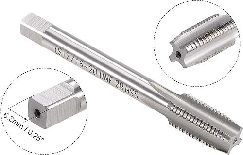Miniatura 3 de uxcell 716"-20 UNF Juego de dados y grifos, HSS Macho de rosca de máquina con troquel de rosca redondo, mano derecha