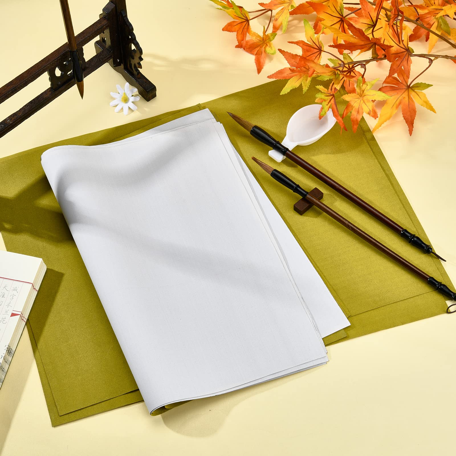 PH PandaHall Set da 14 pezzi per calligrafia cinese senza inchiostro, panno di carta riutilizzabile per scrittura ad acqua, pennelli tradizionali per calligrafia cinese di Siena e piatto d'acqua per