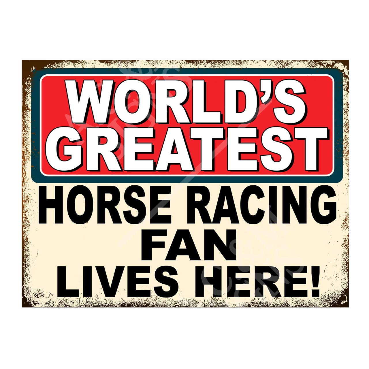 Worlds Greatest Horse Racing Fan Metal Sign Plaque Print Poster Gift Dad Man Cave Shed Home Bar Ref5549 (8x6 inches (Approx) 20cmx15cm)