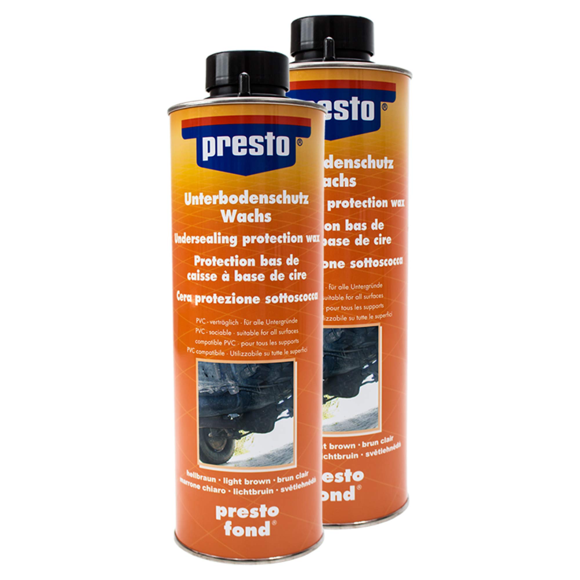 2 X Presto 603246 protezione sottoscocca a base di cera chiaro 1L