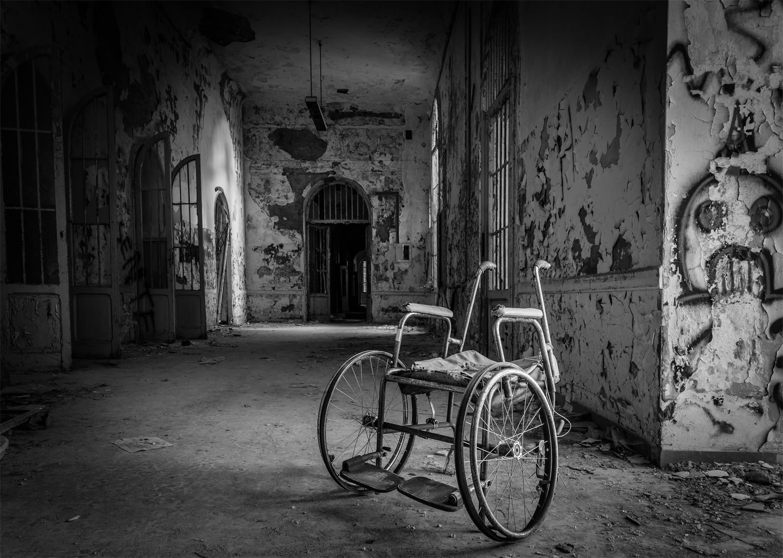 10x10FT Ospedale Abbandonato con Sedia Sfondo Fotografico