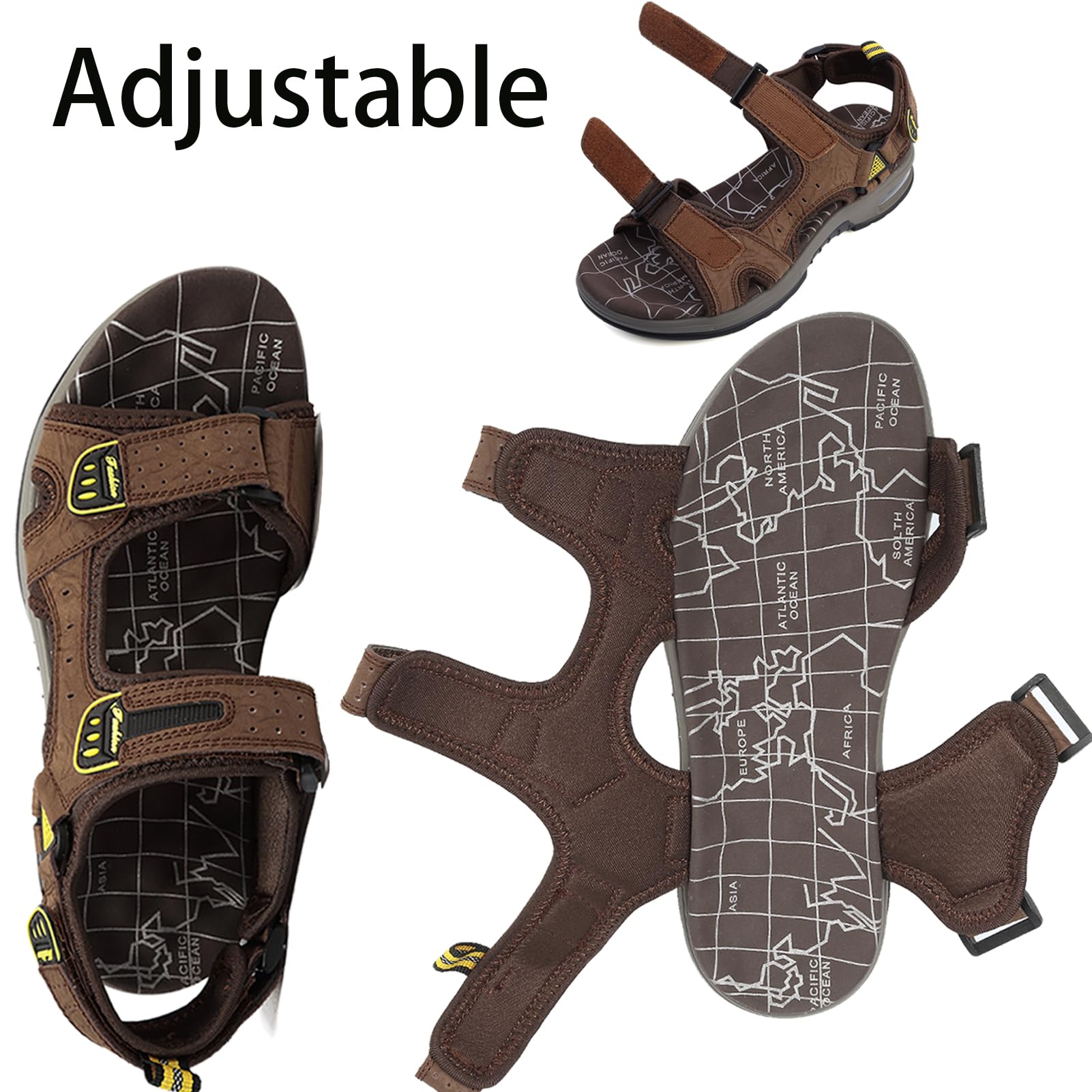 Lvptsh Sandali Sportivi Uomo Cuoio Estivi Trekking Sandali da Mare All'aperto Spiaggia Pescatore Antiscivolo