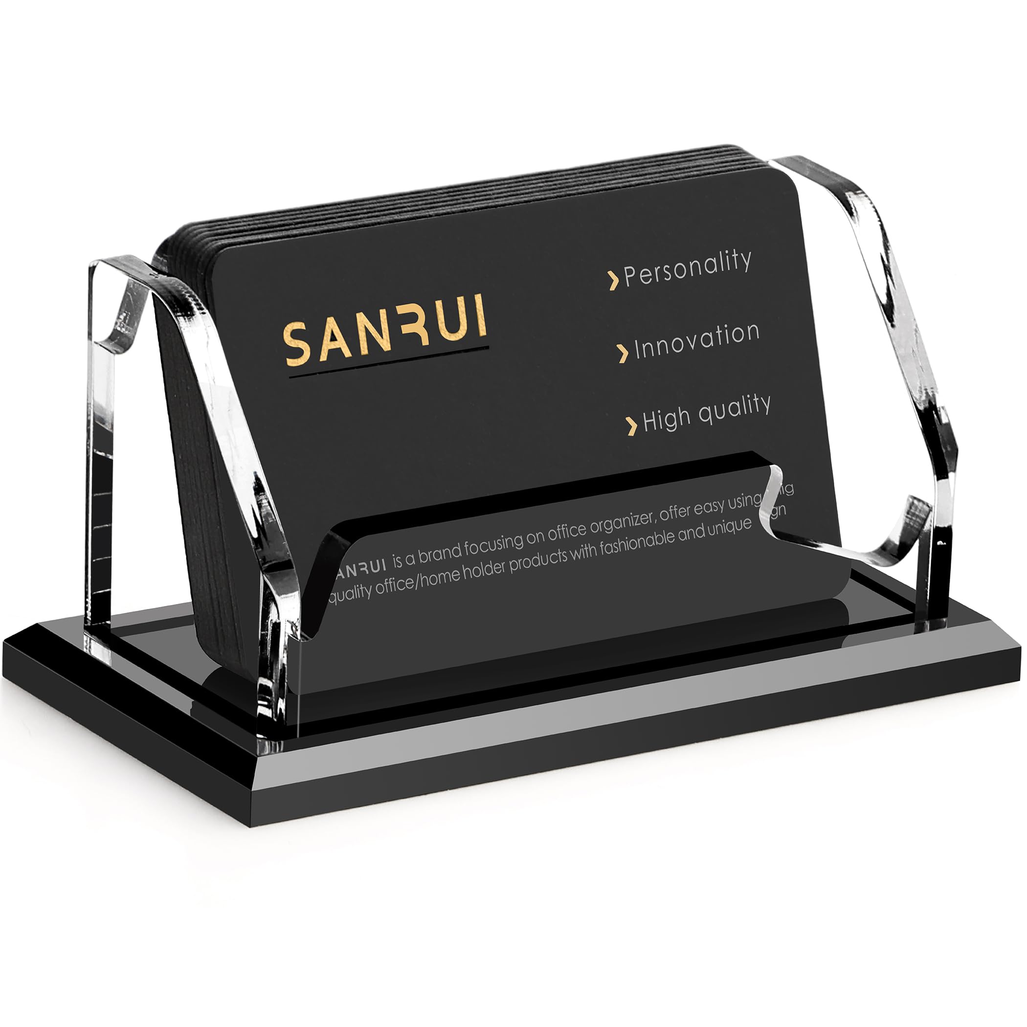 Black Acrylic Business Card Holder - Desk Organizer -10 Black Acrylic Business Card Holder - Desk Organizer -10