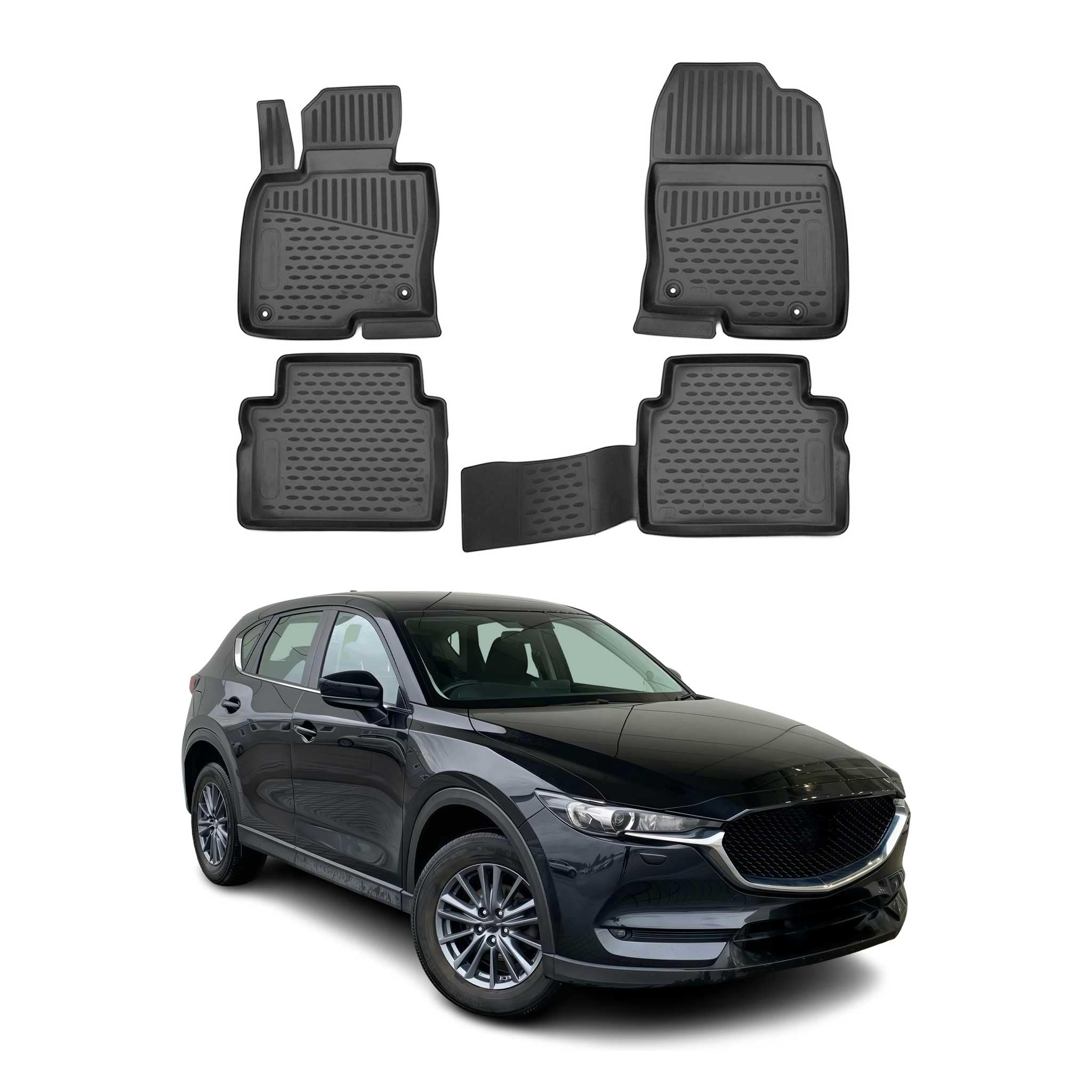 OMAC Dywaniki Gumowe Dywaniki Pasujące do Mazda CX-5 2017-2025 TPE Dywaniki Samochodowe Czarny 4X