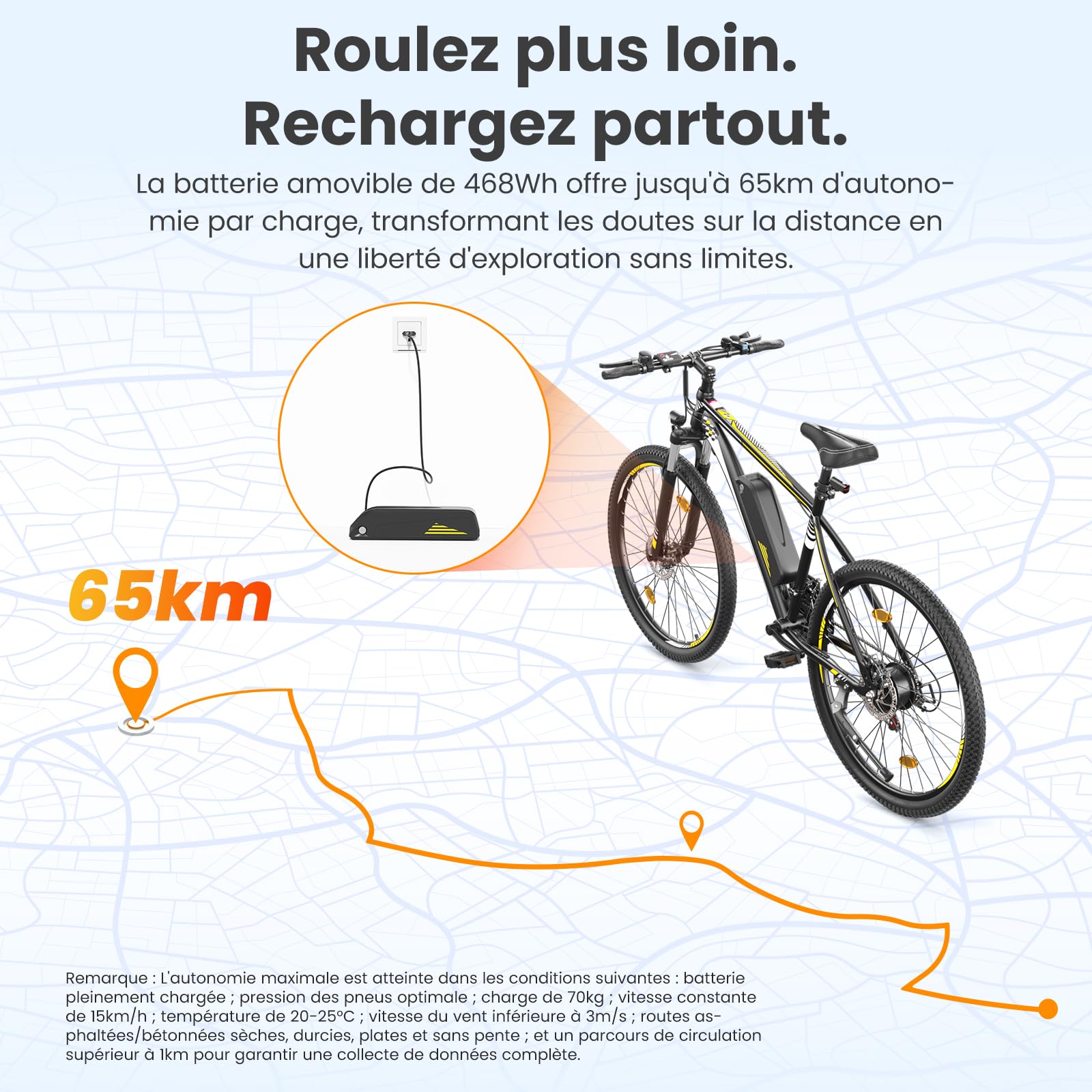 Touroll U1 Vélo Électrique 26" 29" VTT Électrique Adulte 250 W Batterie Amovible 13AH Autonomie 65 km E-Bike 21 Vitesses