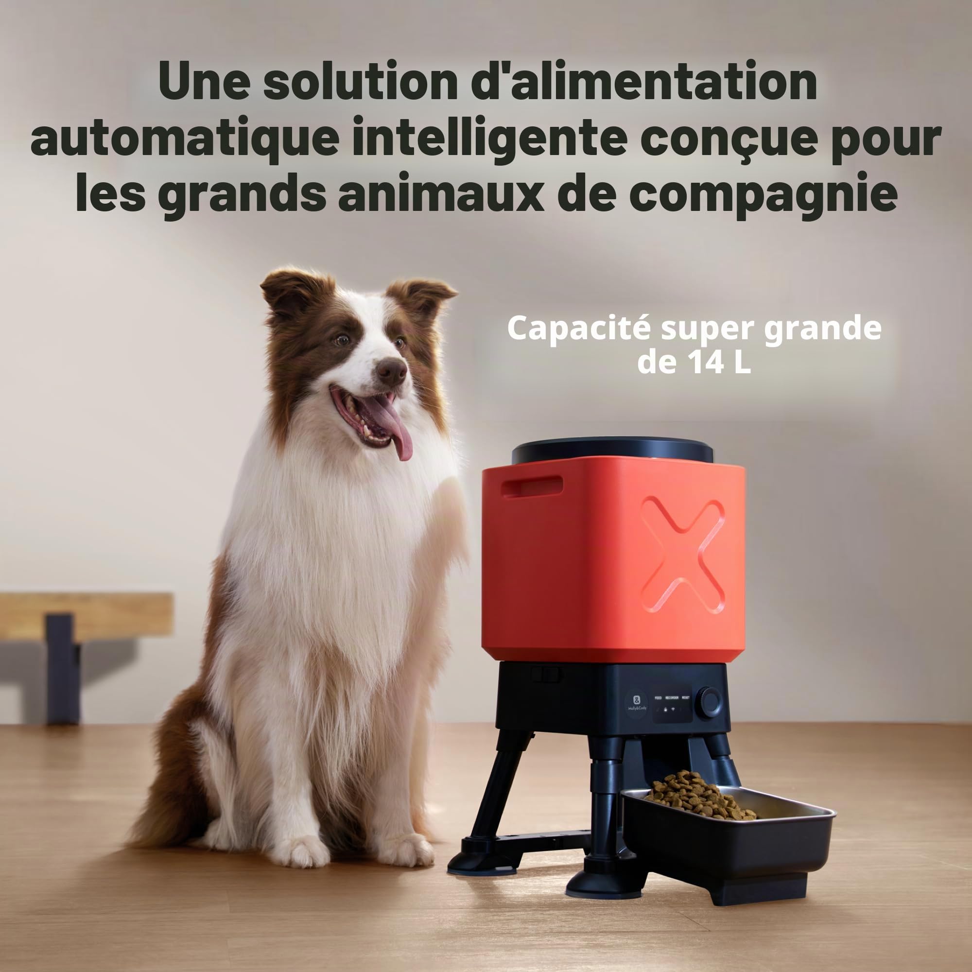 Mangeoire Automatique pour Chiens de Grande Taille, capacité de 14 L, Alimentation à Distance, système Anti-Blocage, Distributeur Automatique de Nourriture pour Chien, contrôle par Application WiFi