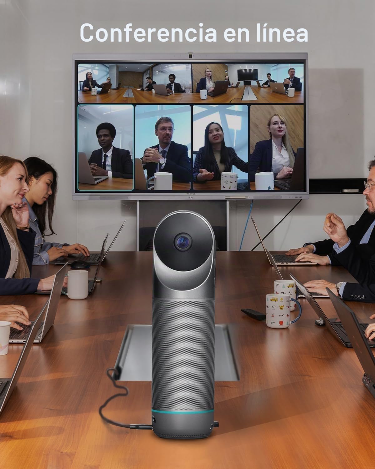 KanDao Cámara para videoconferencias, Meeting Pro(Next Gen) Cámara para videoconferencias en 360° Todo en uno con Altavoz y micrófono, Ecualizador de Ruido y Enfoque Inteligente
