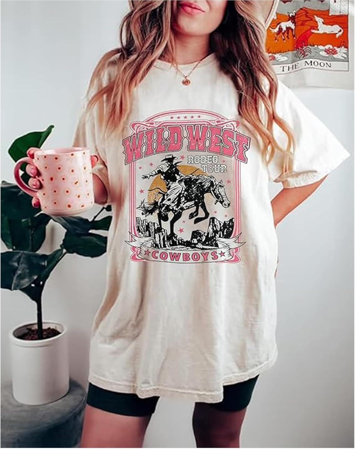 Women's Western Cowboy Shirts Vintage Rodeo Graphic Oversized Tops Cowgirl T-Shirt Rodeo Shirts for Women - Image 2