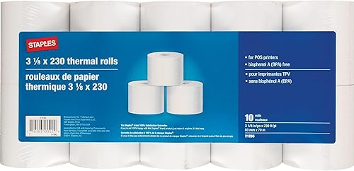 Miniatura 3 de Staples 472634 Rollos térmicos de caja registradora/posición de 3 1/8 pulgadas x 230 pies / paquete de 10 (18229/21265)