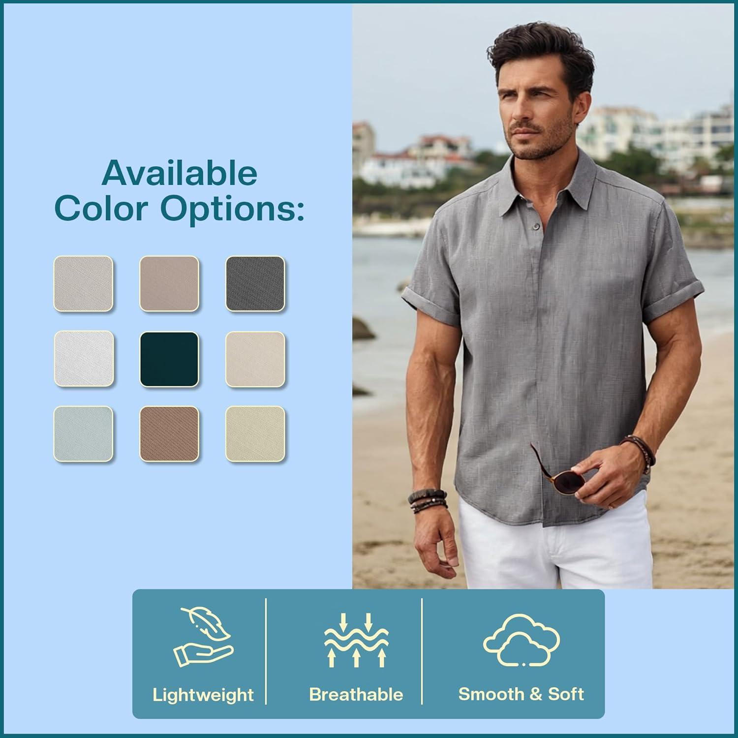 Cotton King Linen Button Down Shirt for Men Men Shirts Short Sleeve - Men's Shirt for Beach Wear - Summer Wear - S to 3XL - Image 3
