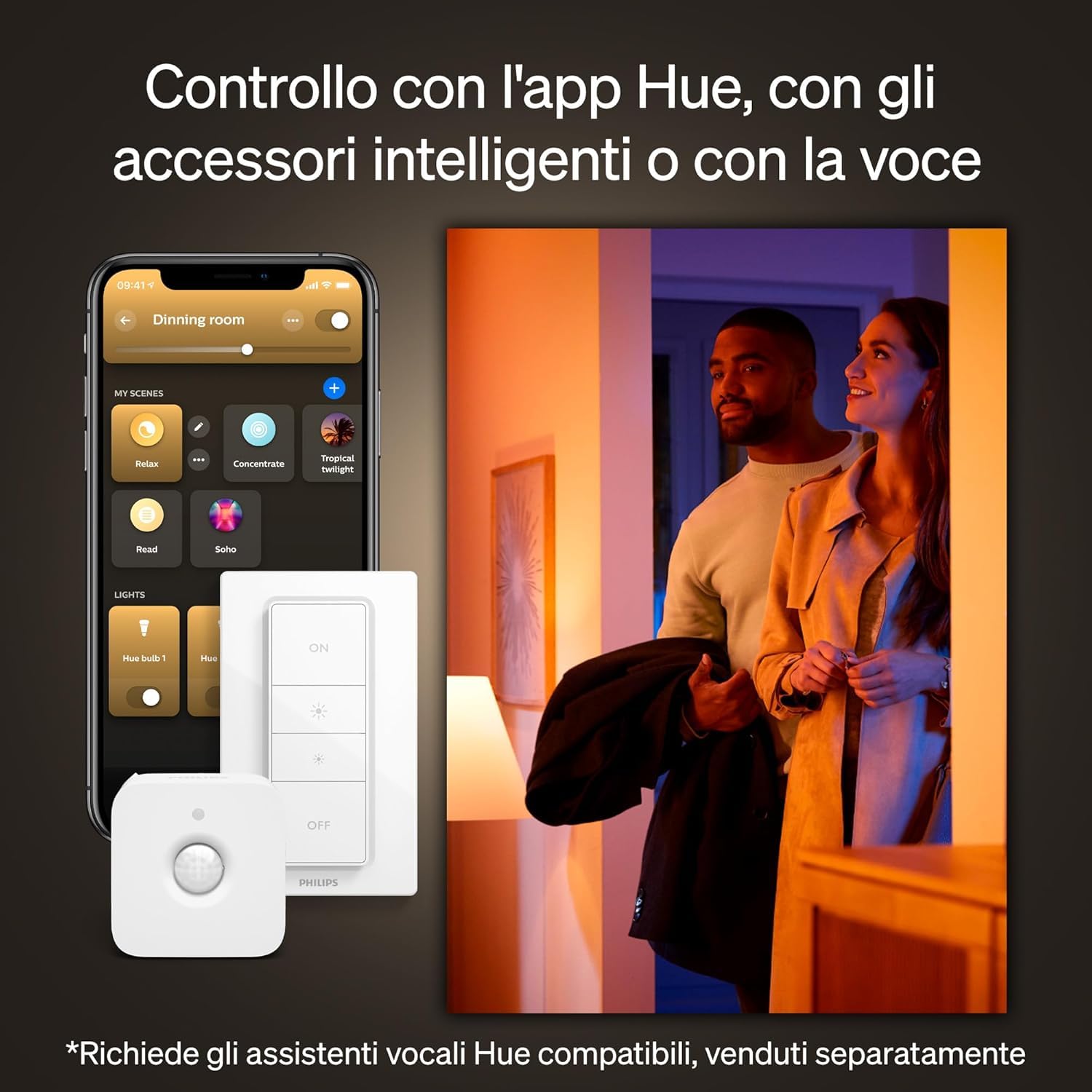 Philips Hue White & Color Ambiance Xamento, Faretto LED Smart da incasso, luce da bagno dimmerabile, controllo intelligente della luce tramite voce e app, bianco, pack da 3