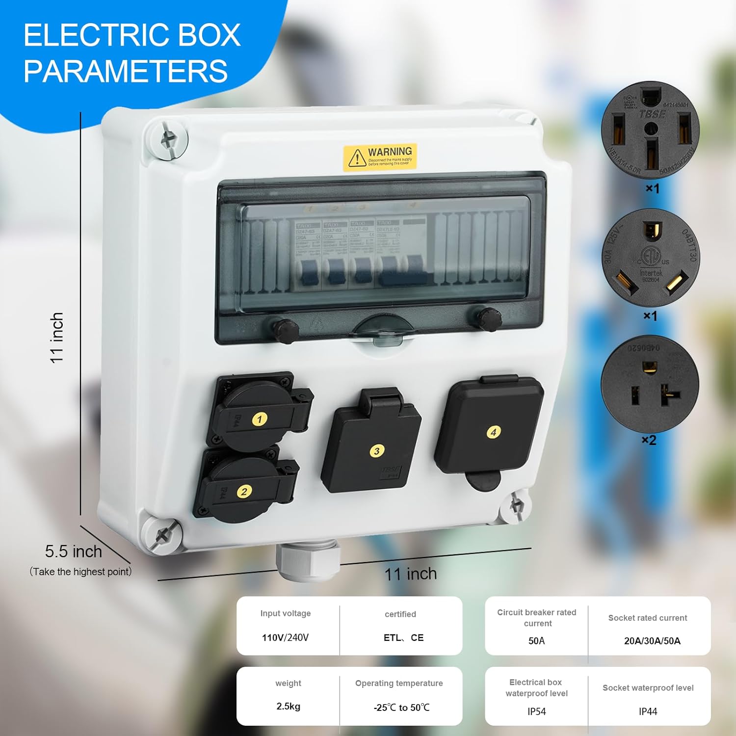 RV Power Outlet Box, RV Power Outlet Panel with Breaker, with NEMA 14-50R、NEMA TT-30R、NEMA 5-20 RV Outlet Breaker Box, RV Outlet Box for RV Camper Trailer Motorhome Electric Car Generator - Image 4