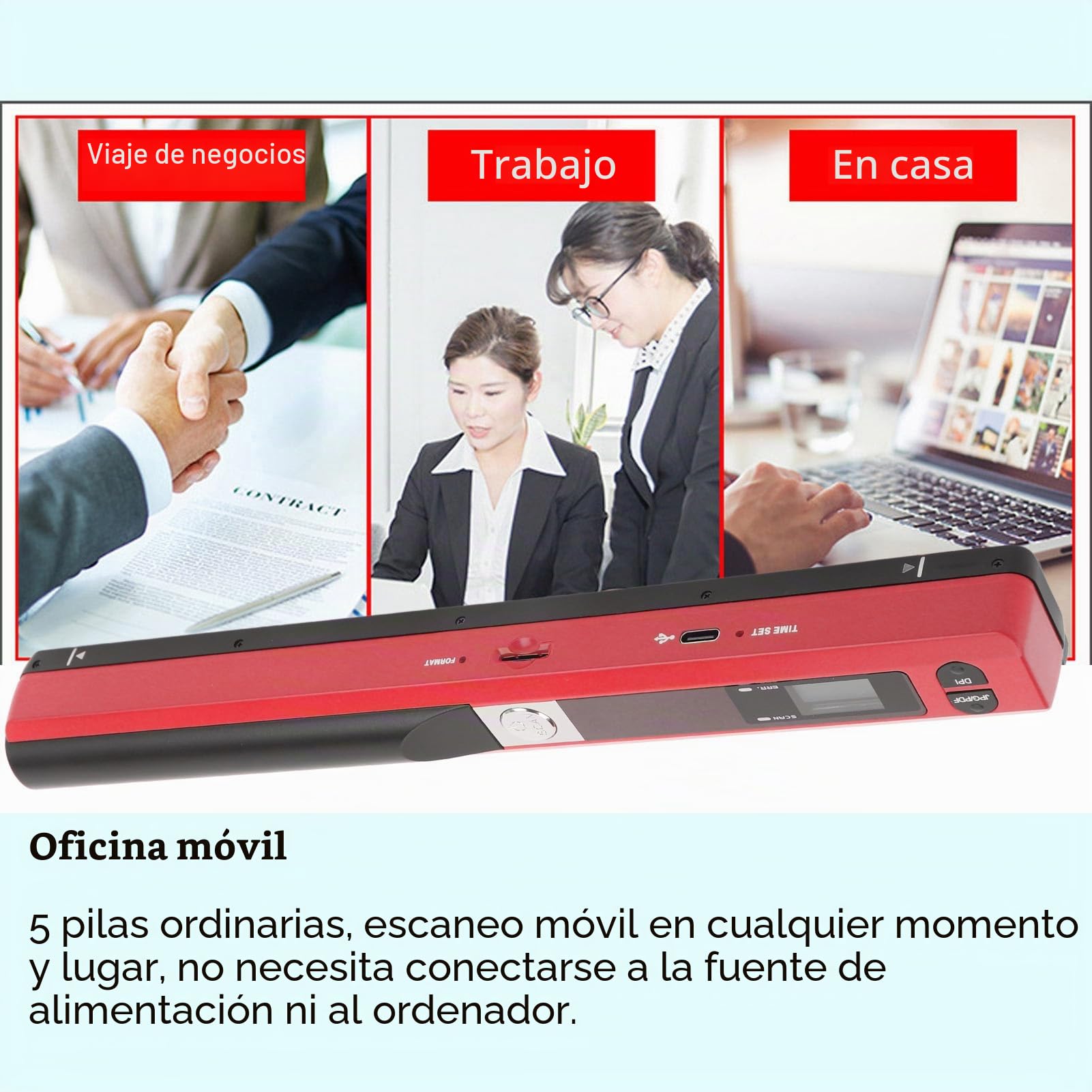 Escáner Fotográfico Portátil, 3 Modos de Resolución, Fácil de Usar, Compatible con Múltiples Formatos de Archivo, Amplia Aplicación, Buena Compatibilidad (Rojo)