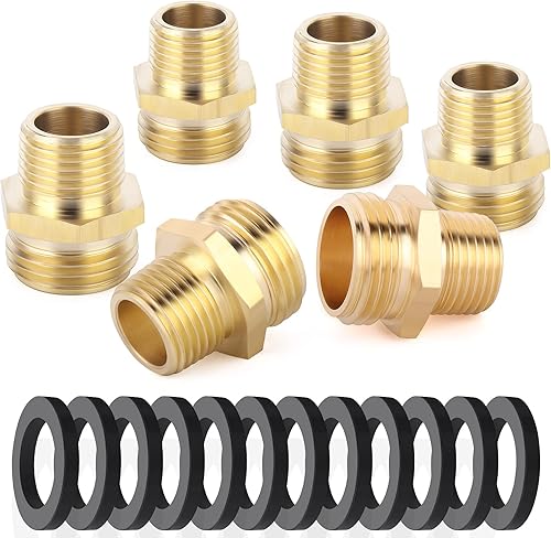 GASHER Conector de manguera de jardín de tubo de latón de 6 piezas, adaptador de manguera, rosca macho GHT de 34 pulgadas x conector de rosca macho