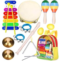 Trompeta Bebe Smarkids juguetes musicales para niños, instrumentos musicales infantiles Juguetes de instrumentos de percusión educativos pandereta xilófono maracas con mochila regalos para bebes niños niñas 3~8 año
