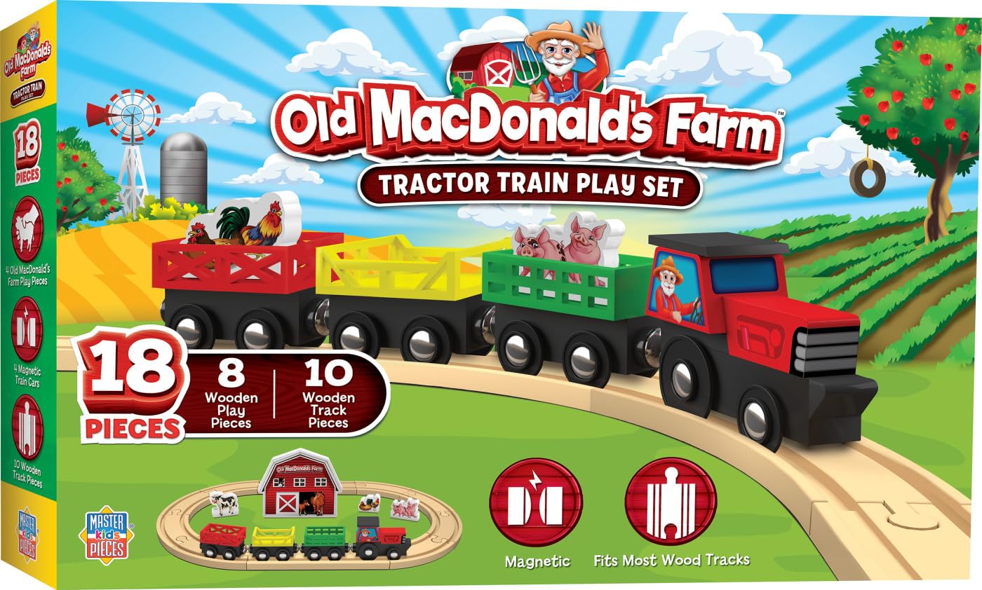 Amazon.com: MasterPieces Wood Train Sets - Old Macdonald 18 Piece