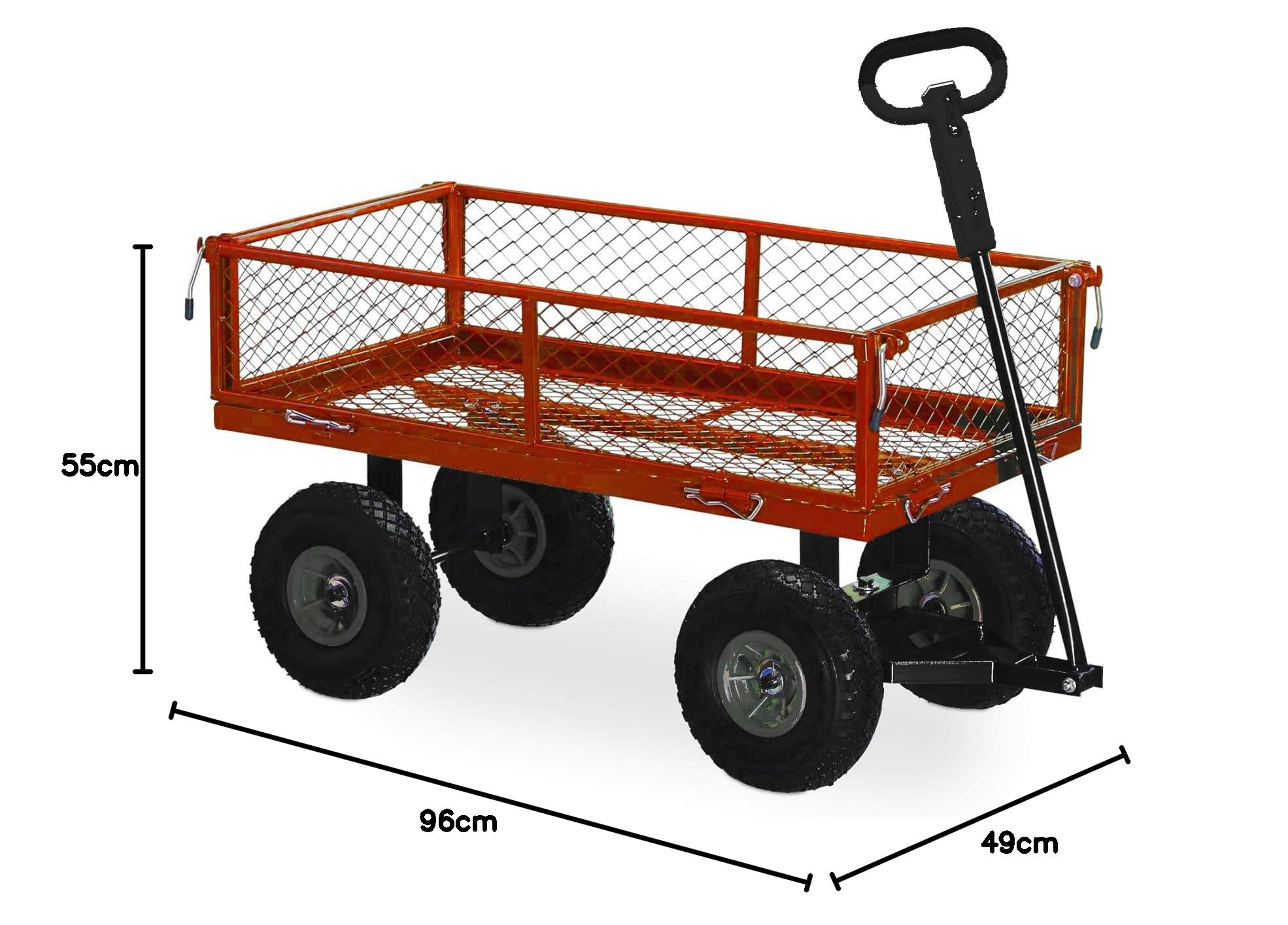 CARRELLO A MANO CON SPONDE LATERALI RIBALTABILI CARICO MAX 300 KG PORTA PACCHI PORTA TUTTO CARRETTO DA GIARDINO