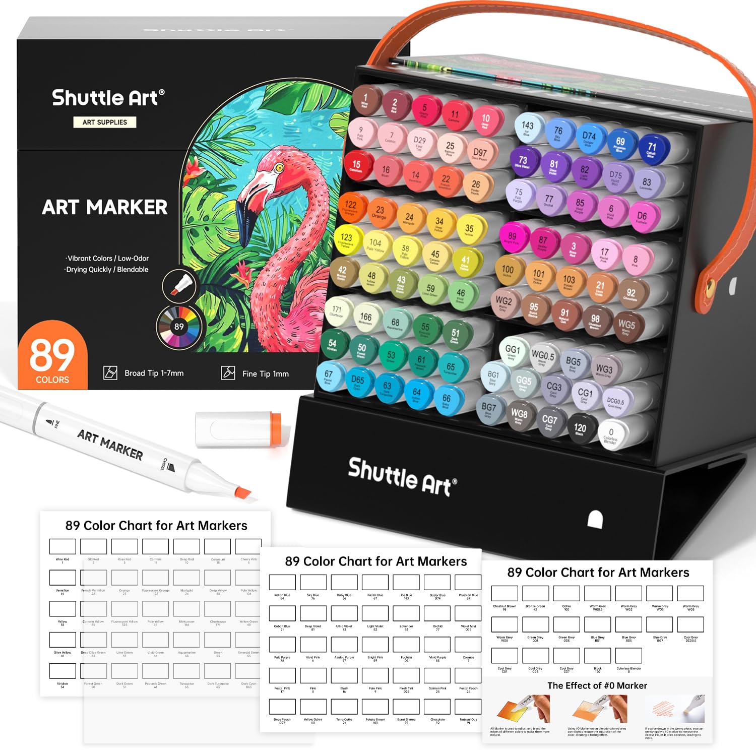 Shuttle Art Rotulador de 88 Colores, 88 Colores más 1 Blender Rotuladores Alcohol Permanent, Rotulador Doble Punta con Estuche Perfecto para Ilustración Adultos Colorear Dibujar y Tarjetería Global Recycled Standard Global Recycled Standard Global Recycled Standard