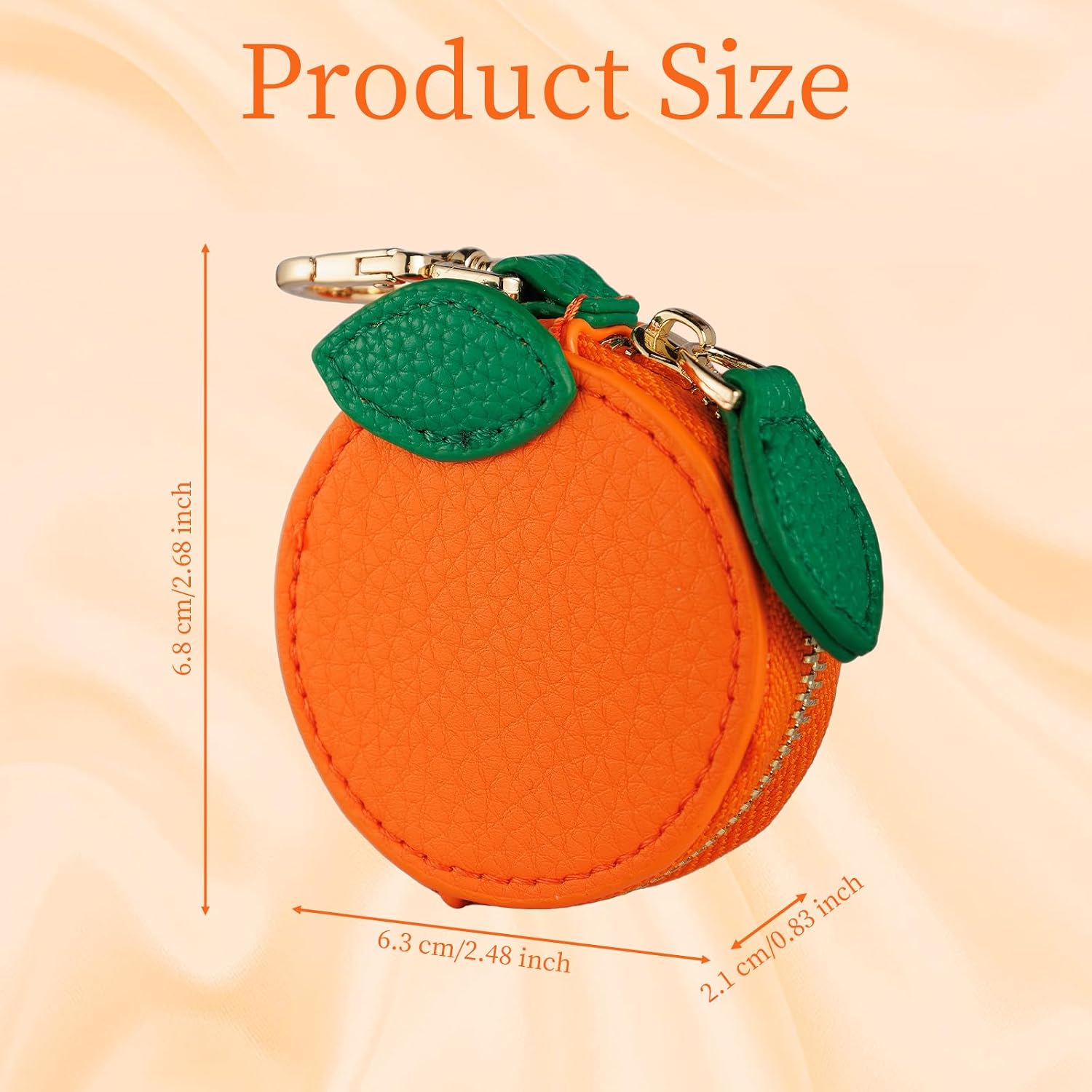 Fruit Coin Purse Bag Charm Keychain, Mini Charm Kawaii Leather Coin Purse Pouch Holder for Airtag Handbag Tote Wallet image 2
