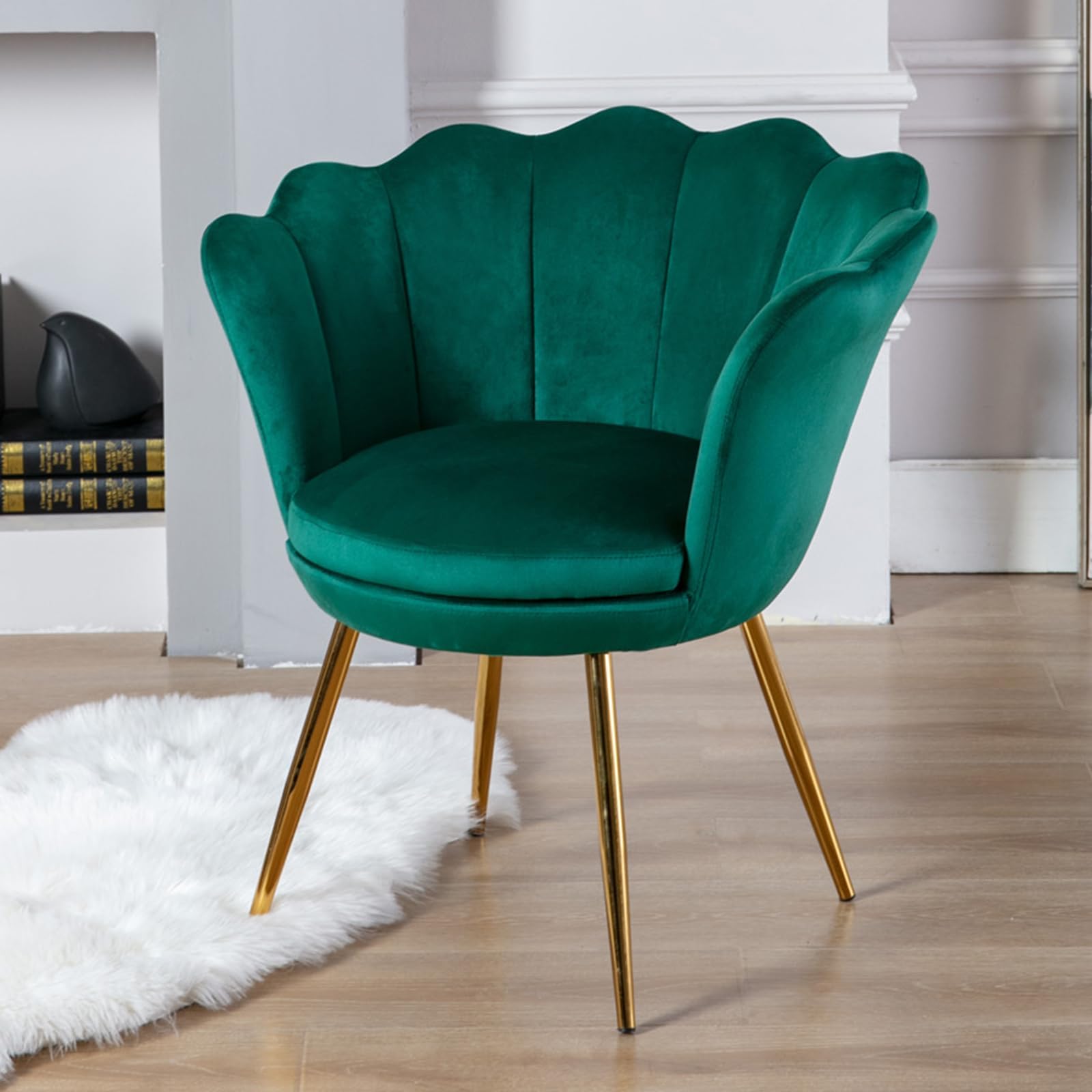 Ya-Home Accent Chair Modern Vanity Tub Chair with Metal Legs, Green โ image 1