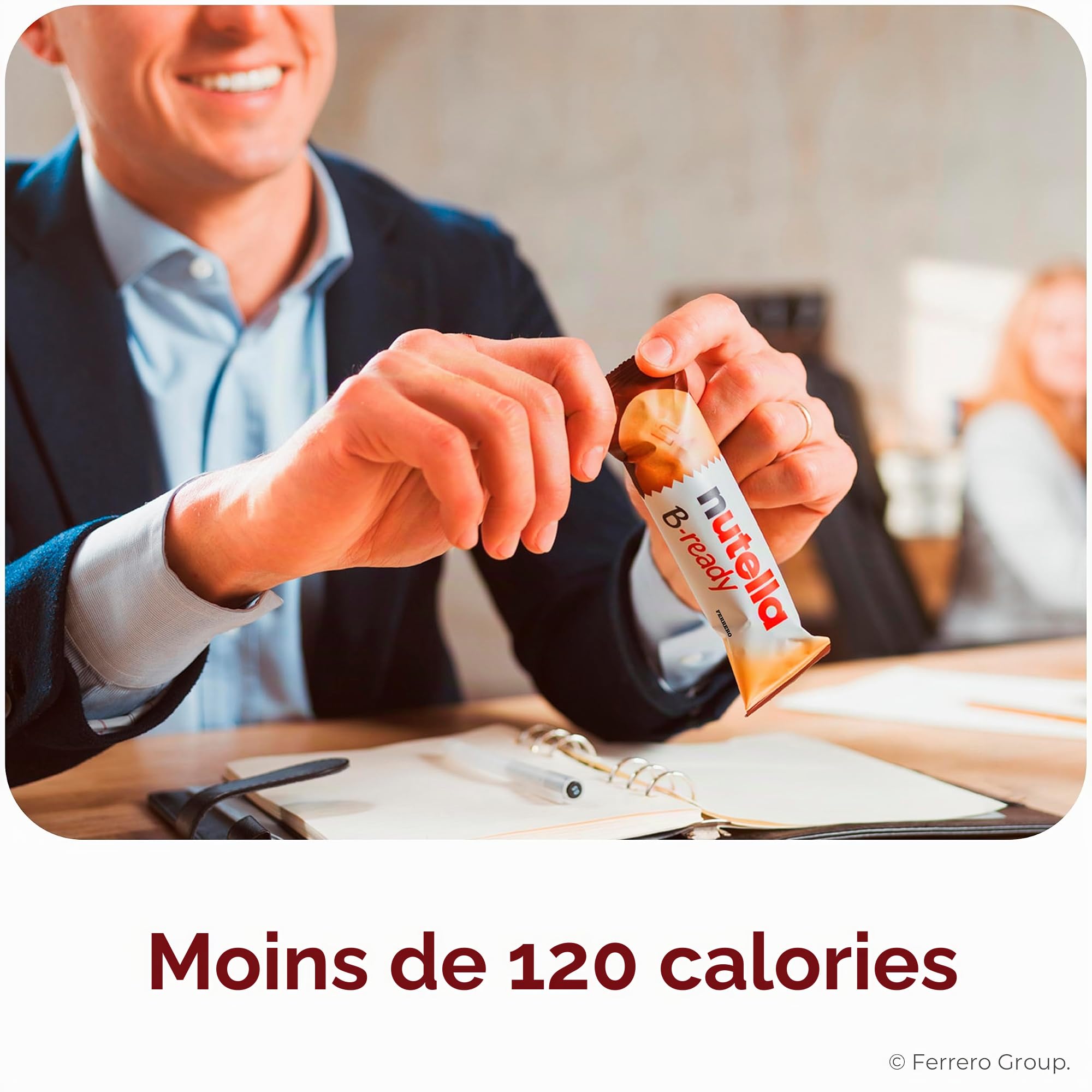 Nutella B-Ready Lot de 16 paquets de barres de pâte à tartiner noisette, 44