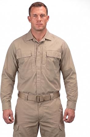 RYNO GEAR Mens Ripstop Tactical Duty Shirt, Poly Cotton BDU Uniform Shirt, Lightweight Military Uniform Duty Shirt