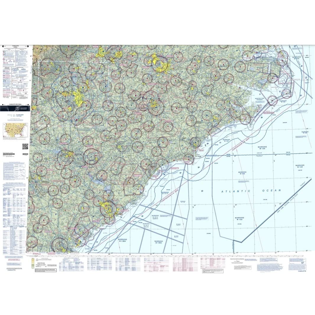 Expired FAA Charlotte Sectional Chart (SCHA) - Wrapping Paper, Decoration, Training Use