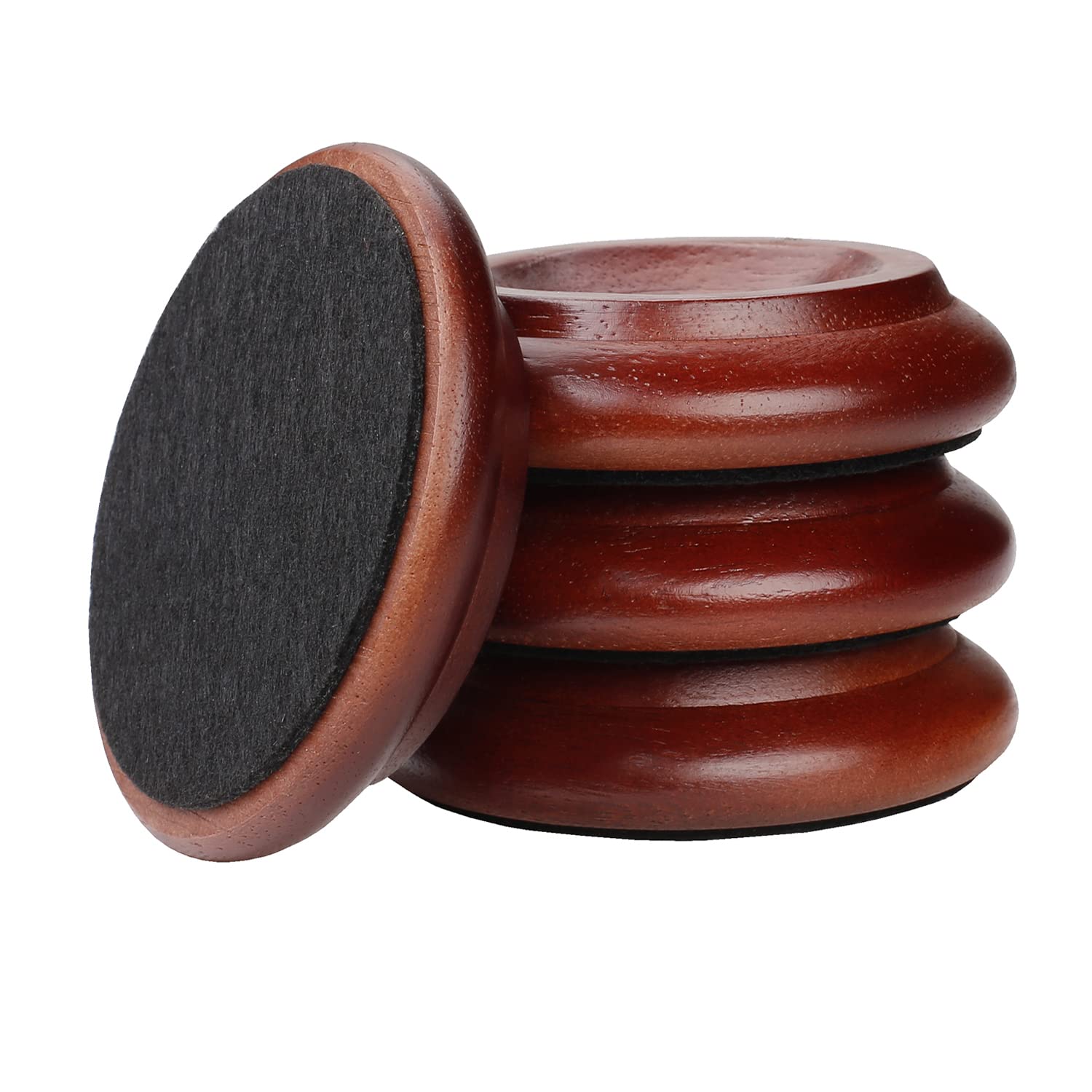 4 tazas verticales de madera maciza para piano, tazas para muebles, sofás, camas, sillas, almohadillas de fieltro antideslizantes y antiruido, para protectores de suelo de madera dura, color negro