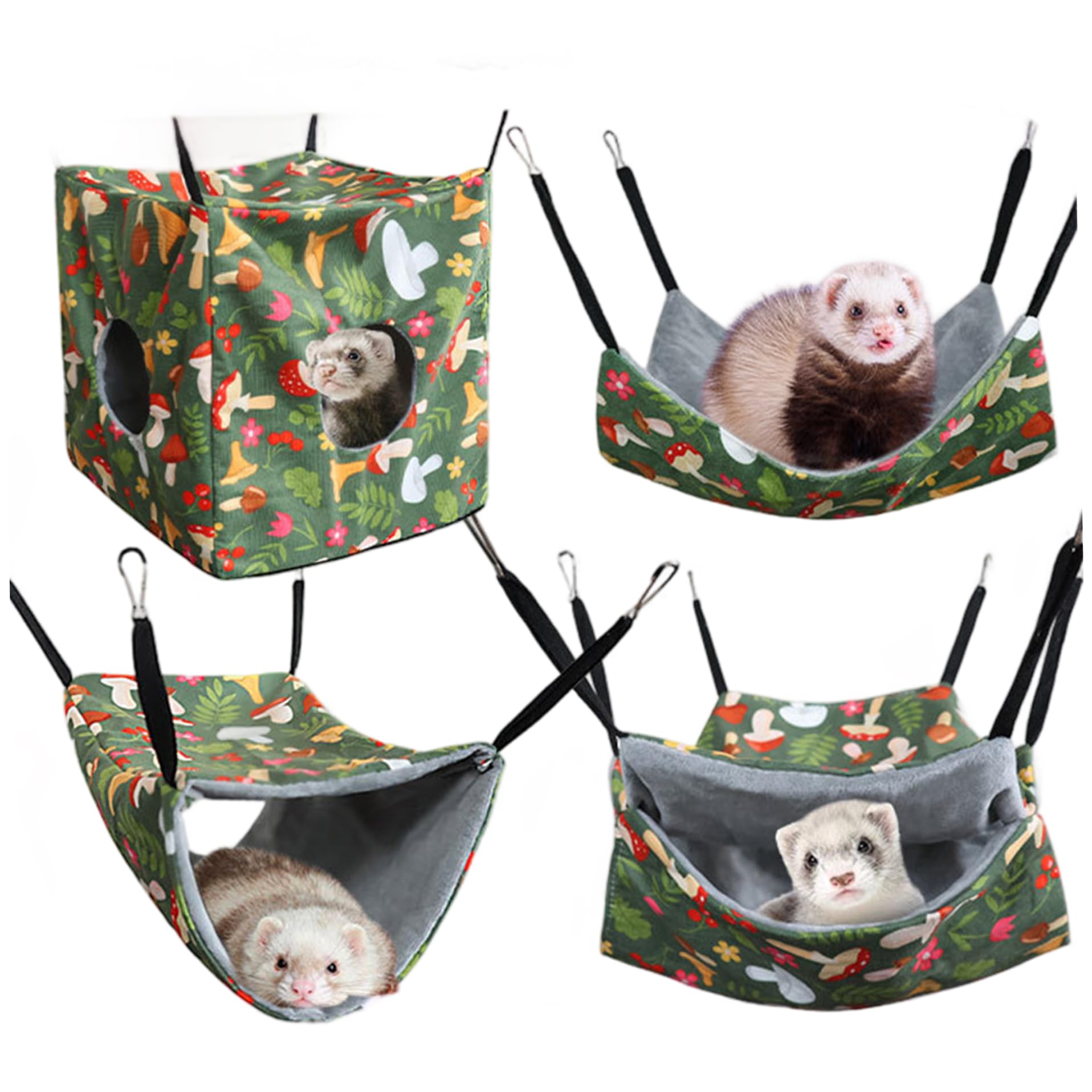 Hamacs à Rat Suspendus avec Sangles, lit Cochon d'Inde Doux et Lavable pour Planeur de Sucre Chinchilla, 1 Ensemble/4 pièces |.Lit pour Rats