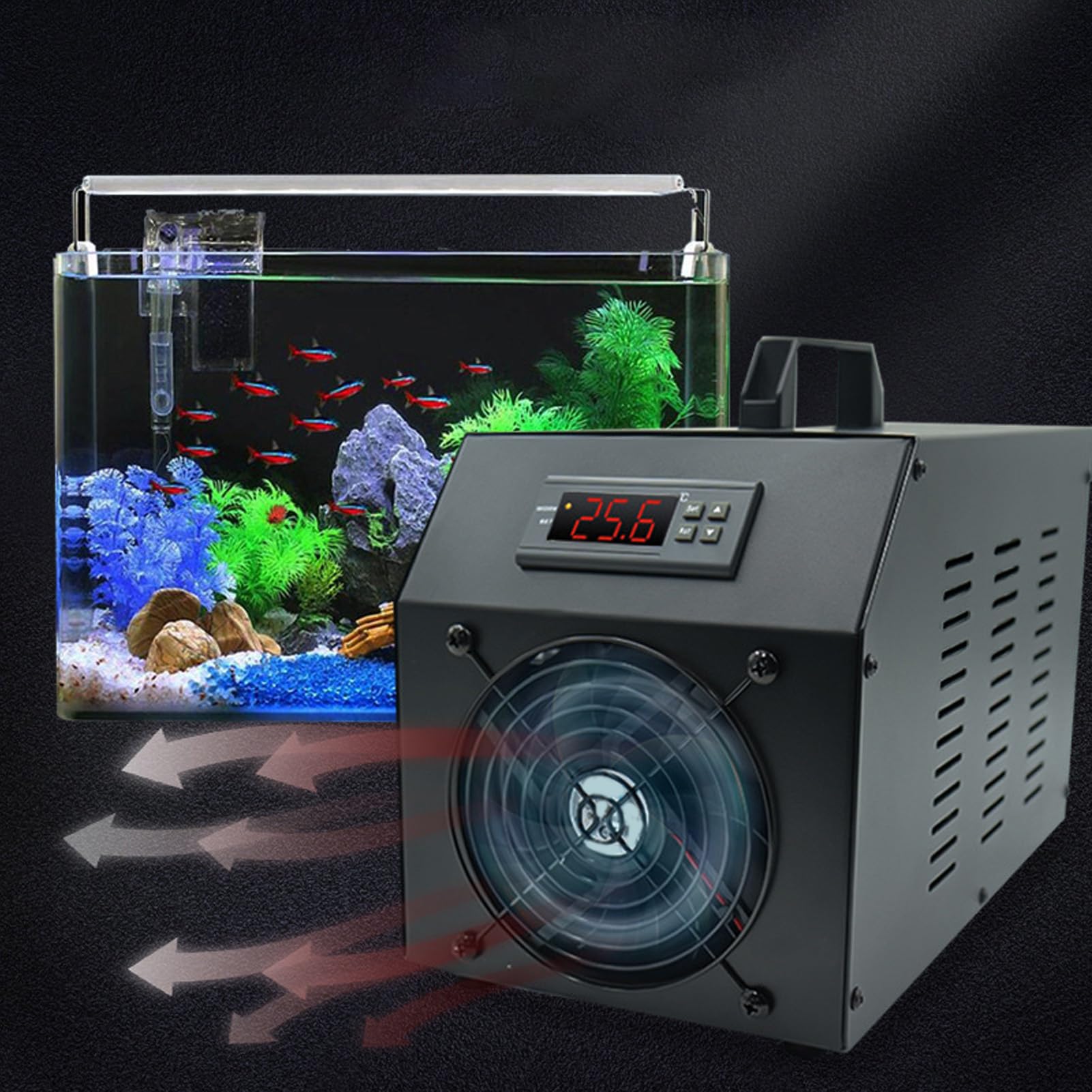 Luocute Akwarium Chłodnicy 60L Rybak Chłodnicy Cisza do Hodowli Krewetek Domowych, 200 W Chłodnica Rybacka do Hydroponicznych Chwastów żellyfuze Crystal (wtyczka UE)