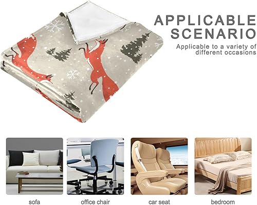 Miniatura 4 de KLL Beautiful Christmas with Eorgeous Foxes Blankets & Throws 50"x60" Warm All Season Use Blanket for Bedroom, Camping, Living Room