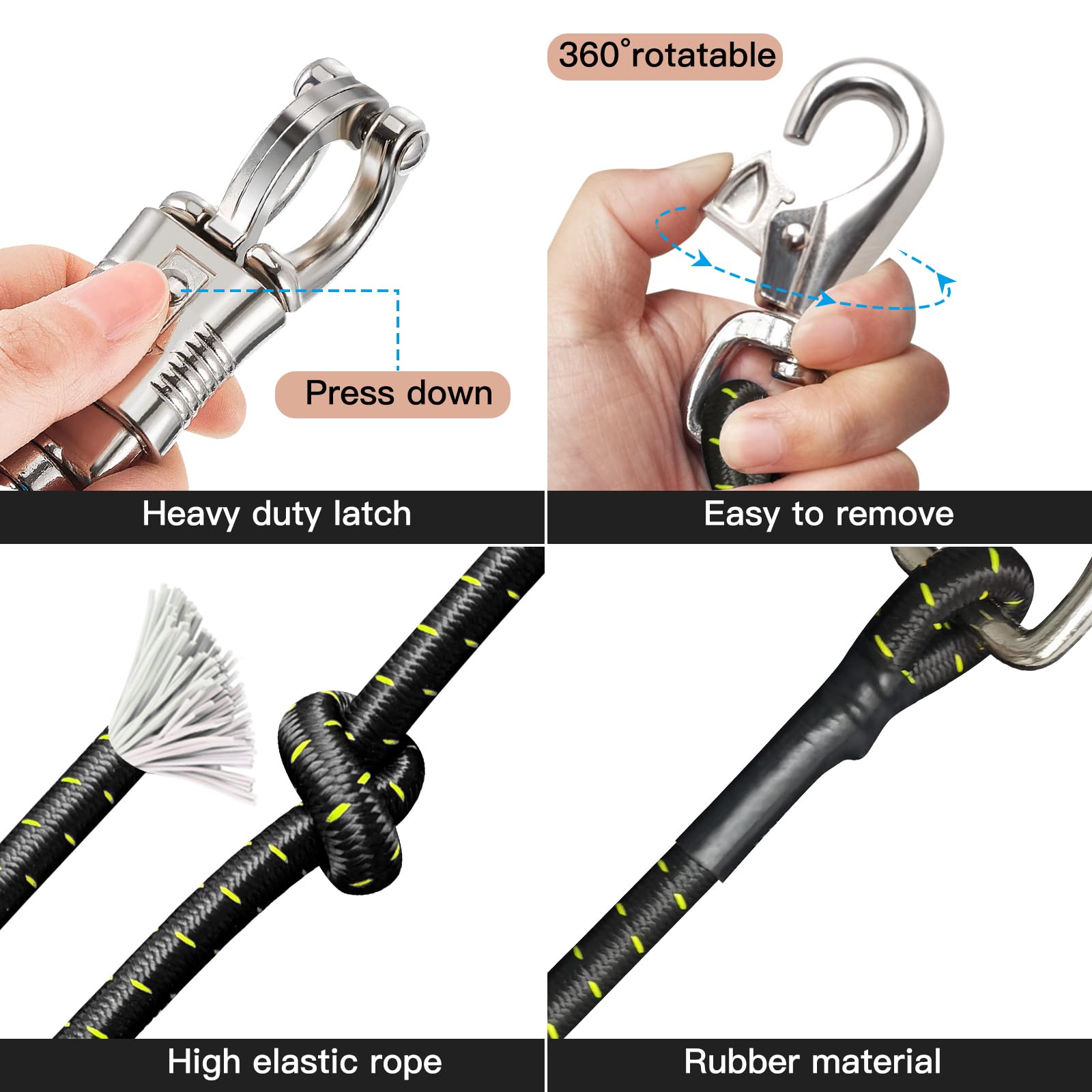 4 Stück Bungee Cross Ties Für Pferdeanhänger – Elastische Spanngurte Mit Druckknopf, Je 89,9 Cm