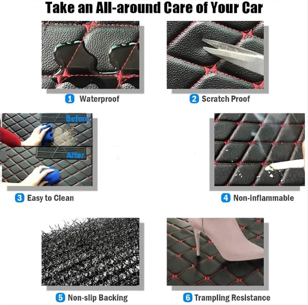 JONGIA Custom Car Floor Mats for Mercedes Benz A B CLA CLS CLK GLE GLS GLA GLK GL GLC SL CLS SLC R SLK - Front Rear Custom Waterproof Car Carpets Cargo (Pink)