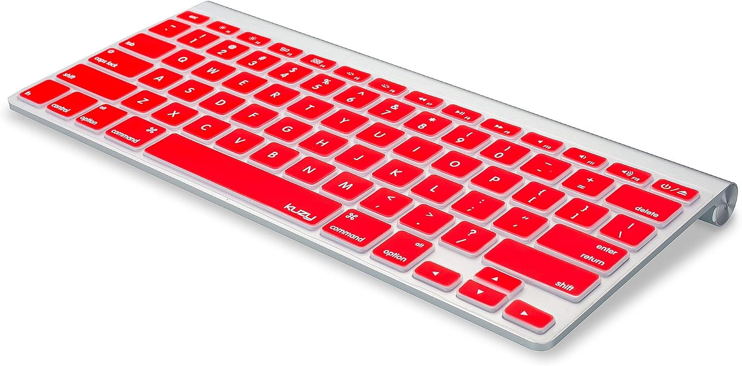 Kuzy Older Version Keyboard Cover Compatible with MacBook Pro 13 15 17 inch Release 2010-2015 and MacBook Air 13.3 inch Release 2010-2017 Silicone Skin Protector, Red