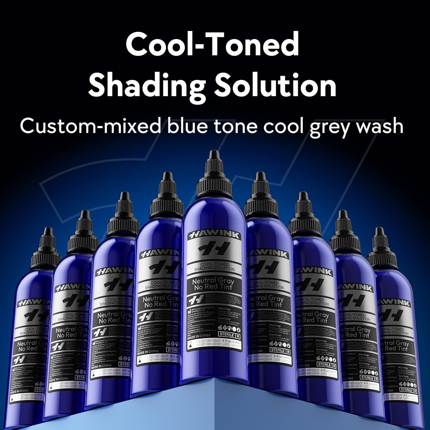Tattoo Ink Color Mixing Solution, 2PCS Cool-Toned Shading Solution 8OZ and Color Mixing Solution 8OZ Premium Shading Solution TS701-240KIT