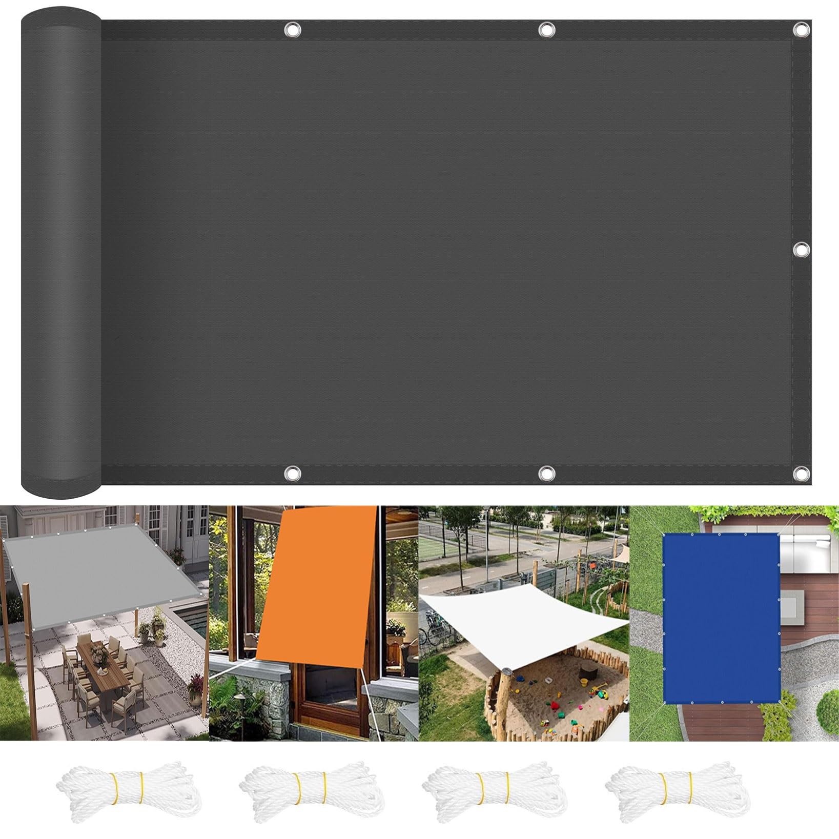 Voile ombrage terrasse rectangulaire gris foncé 1.5x2.2 m extérieur résistant