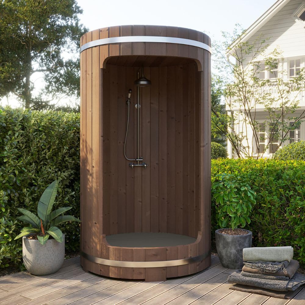 SaunaLife Backyard Barrel Shower Kit Model R3, Rain-Series Outdoor Shower 53