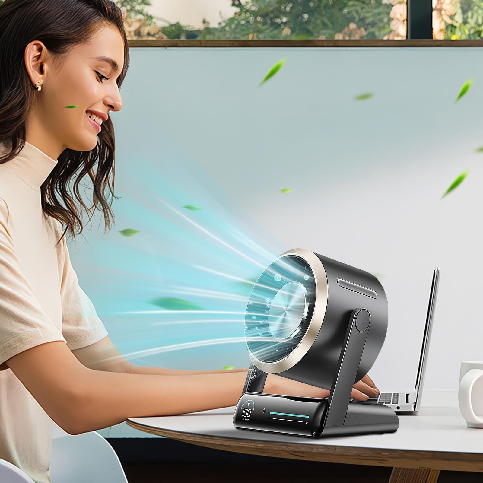 Ventilador de cama Pantalla Digital Portátil De 100 Velocidades | Ventilador Personal De Escritorio Pequeño Silencioso para Hogar, Cocina, Escuela, Dormitorio, Camping, Viajes, Verano, Playa
