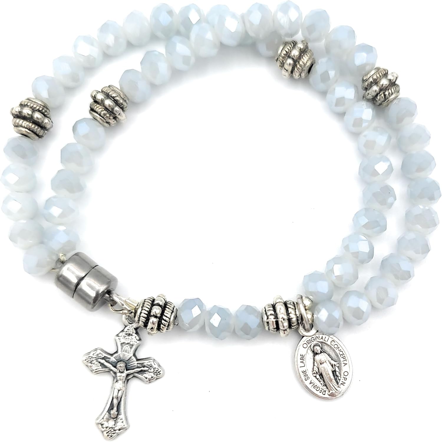 Wrist Rosary Steely Blue Crystal by MG Rosary