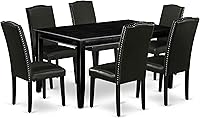 Vista 16 de East West Furniture DUEN5-MAH-66 - Juego de mesa de comedor de 5 piezas para 4 personas, incluye una mesa de cocina rectangular y 4 sillas