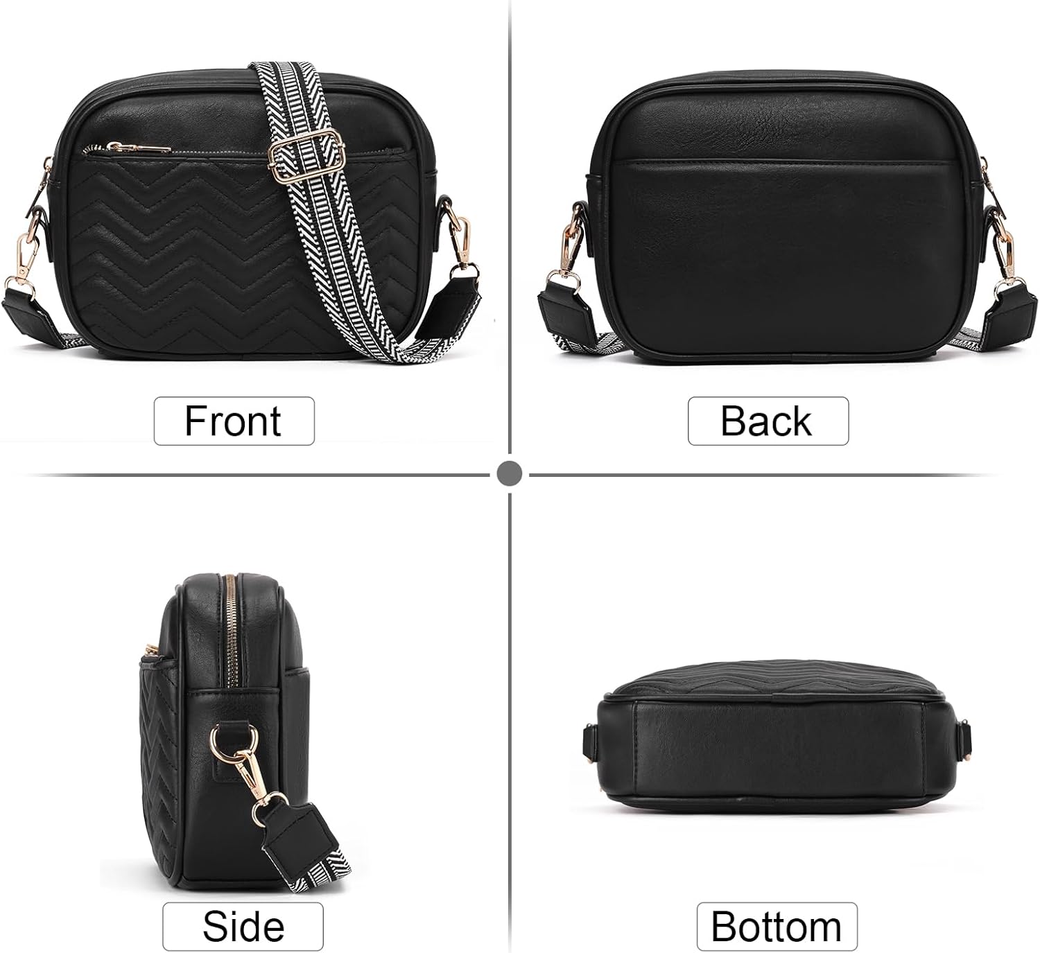 GAEKEAO Small Crossbody Bags for Women Vegan Leather Wide Strap Trendy Design Camera Bag Purse Shoulder Handbag Travel - Image 7