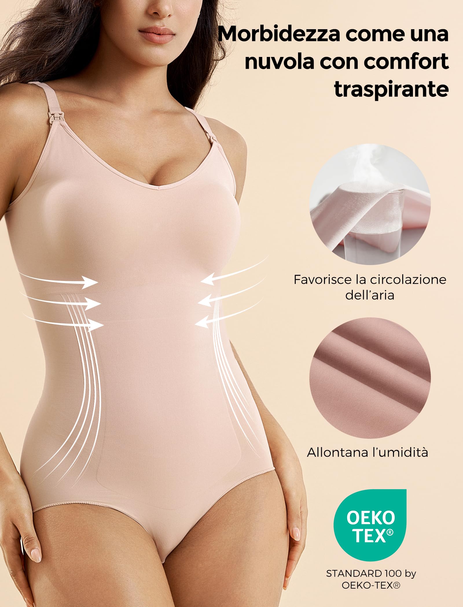 momcozy Body Modellante Donna Pancia Piatta, Body Contenitivo Modellante con Coppe Imbottite, Intimo Modellante Post Parto e Uso Quotidiano