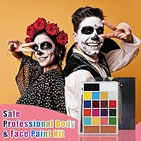 Vista 5 de SOVONCARE Kit profesional de pintura facial a base de aceite, juego de maquillaje de Halloween de 20 colores, kit de pintura facial profesional