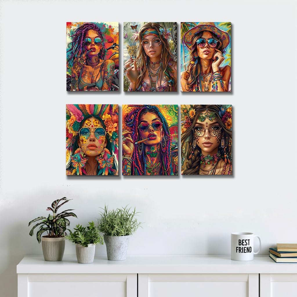 6 Pack Paint by Numbers Kit for Adults Beginners - 8x12 Inch Beautiful Woman Adult Paint by Number Kits on Canvas, Southafrican Girls DIY Acrylic Oil Number Painting Kits Perfect for Gift Home Decor