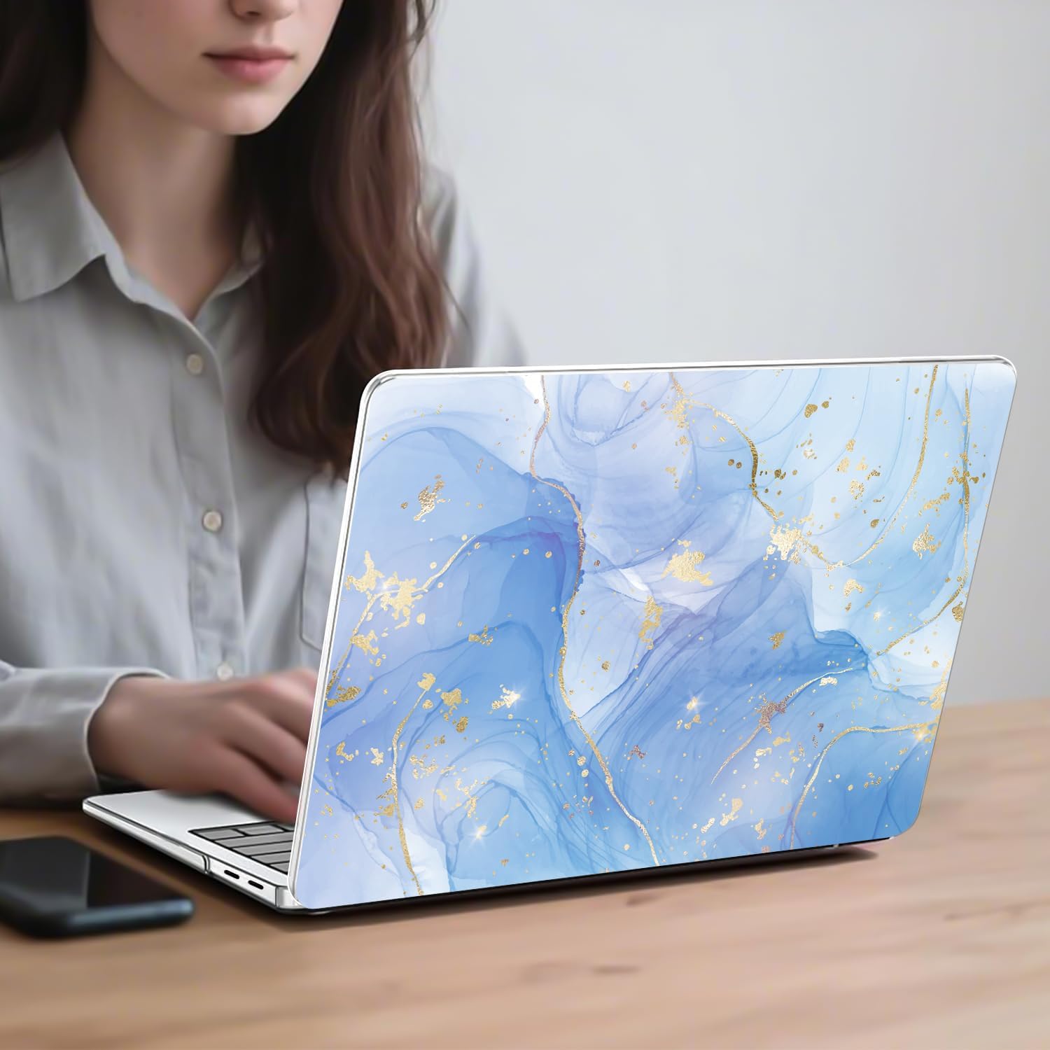 Slim Protective Case for 13 inch Microsoft Surface Laptop 2025 Copilot+PC Model 2095, Lightweight Anti-Scratch Printed Pattern Plastic Hard Shell Case Cover, Blue Marble - Image 6